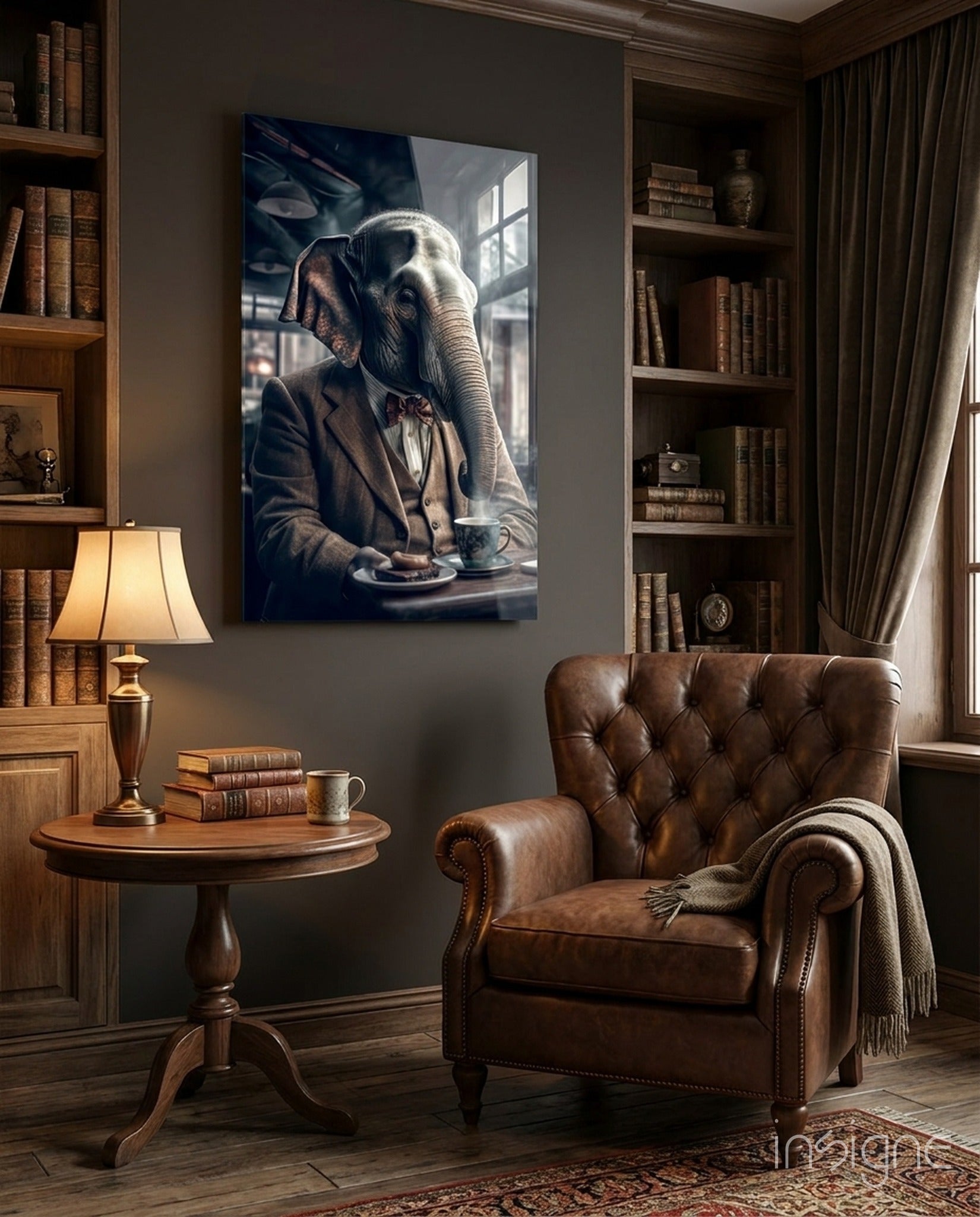 Retired Elephant Glass Wall Art|| Designer&