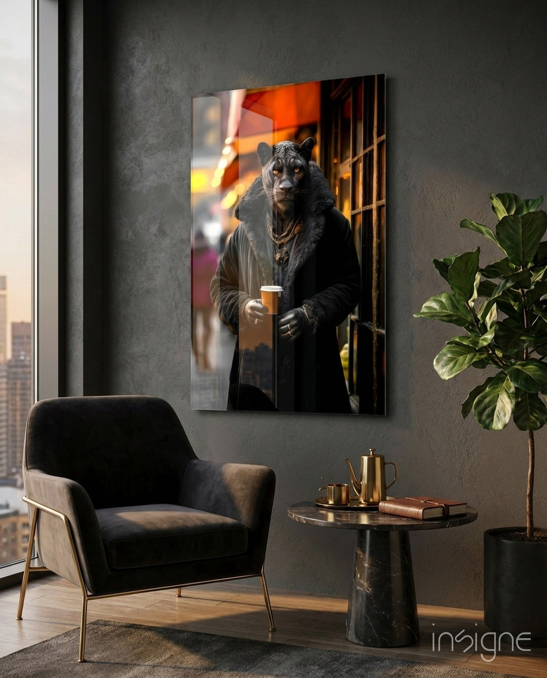 Java the Leopard Glass Wall Art || Designer&