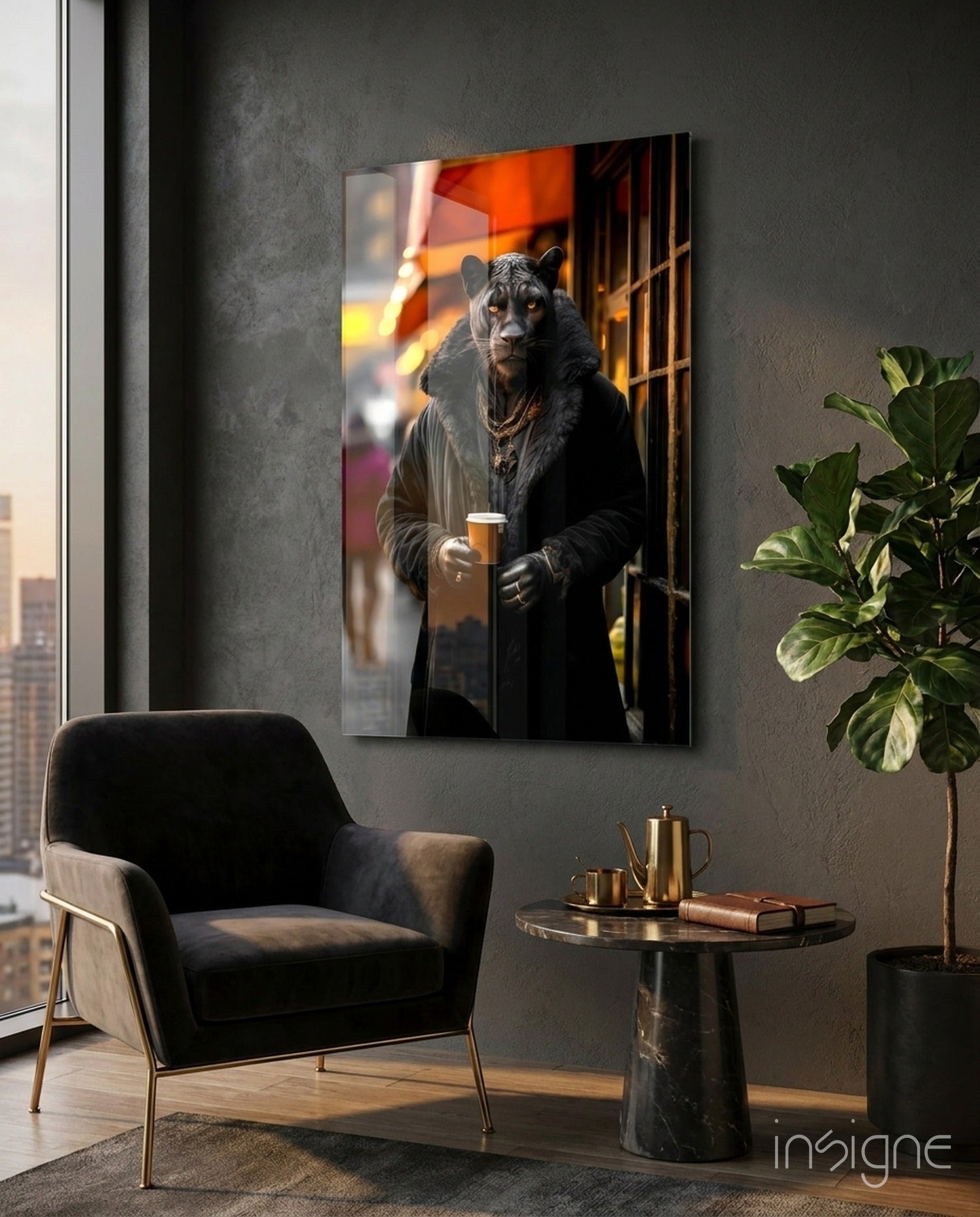 Java the Leopard Glass Wall Art || Designer&