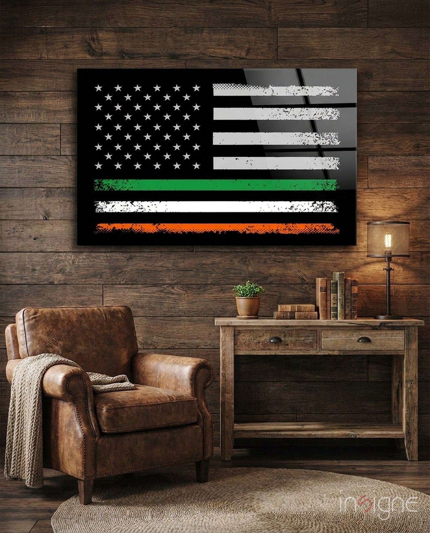 USA-Ireland Flag Glass Wall Art || Designer Collection