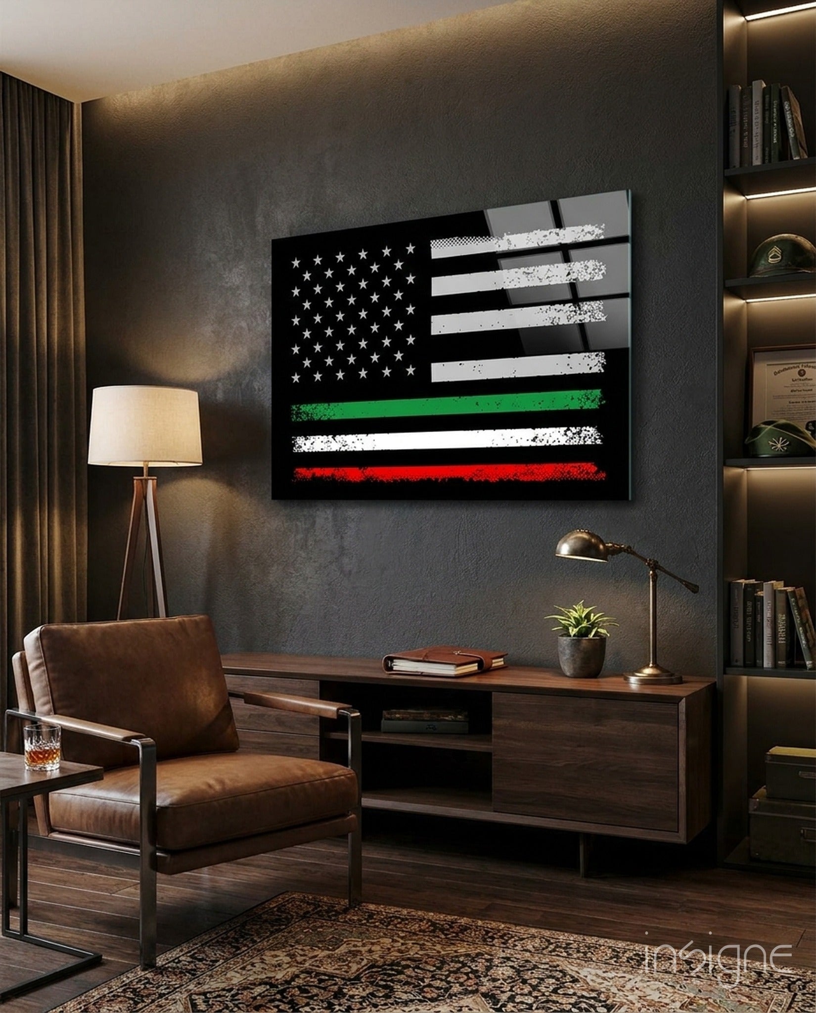 USA-Italia Flag Glass Wall Art || Designer Collection