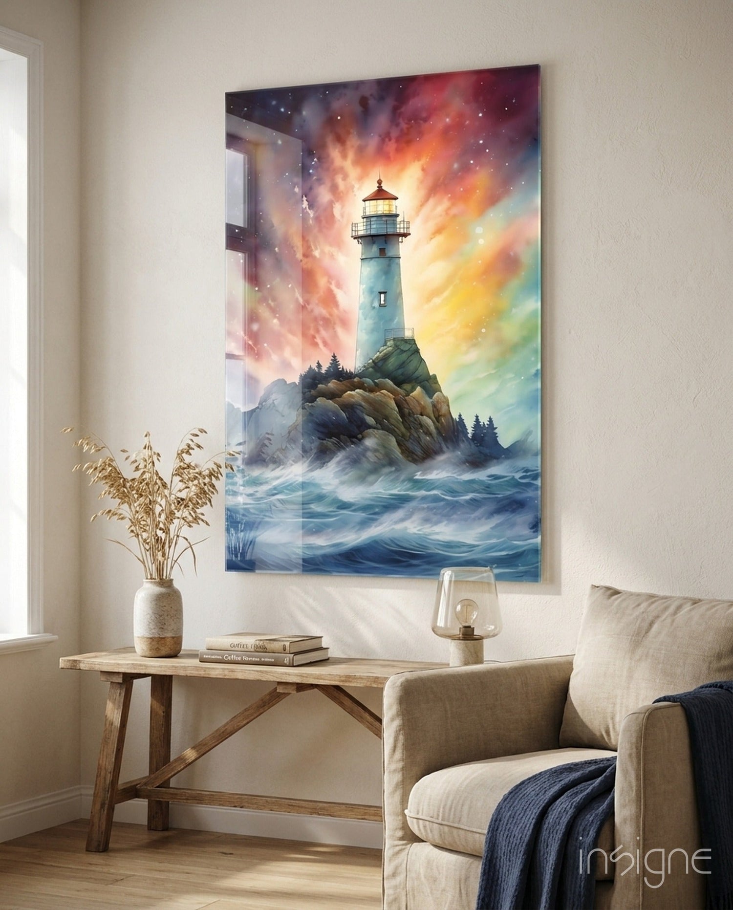 Lighthouse Glass Wall Art || Designer Collection