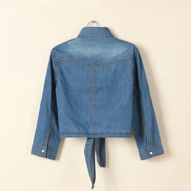 Denim Shirt Short Sleeve Womens Tops Chemise Femme Crop Tops