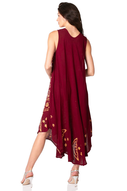 Sakkas Moon and Stars Batik Caftan Tank Dress / Cover Up