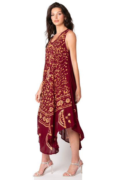 Sakkas Moon and Stars Batik Caftan Tank Dress / Cover Up