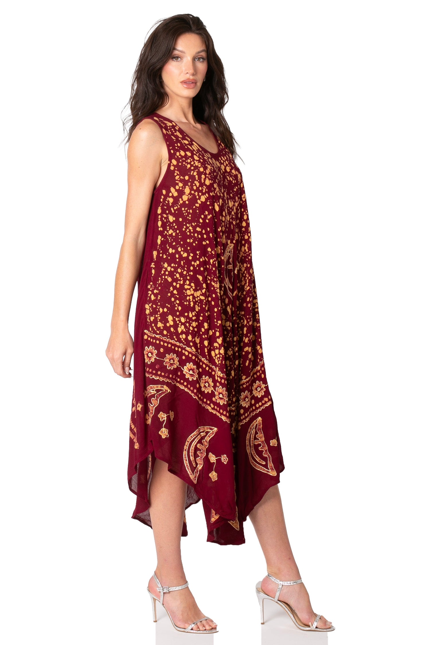 Sakkas Moon and Stars Batik Caftan Tank Dress / Cover Up