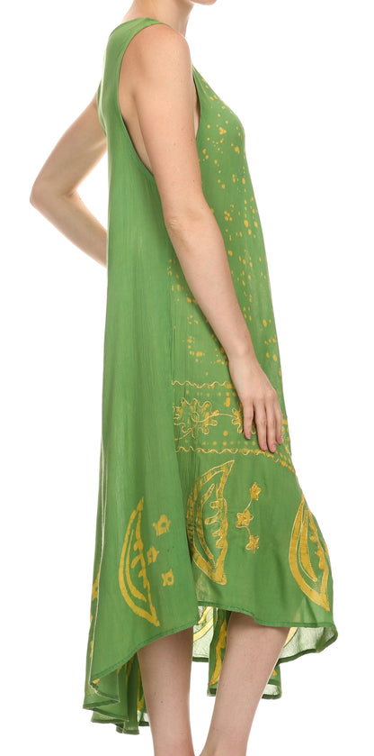 Sakkas Moon and Stars Batik Caftan Tank Dress / Cover Up