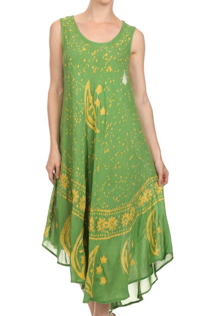 Sakkas Moon and Stars Batik Caftan Tank Dress / Cover Up