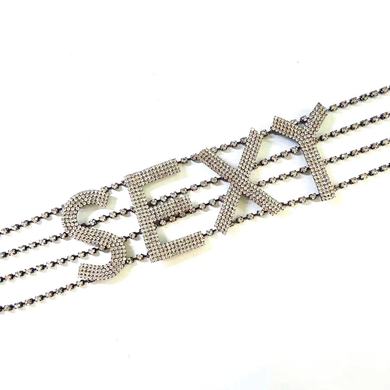 Rhinestone Collar Choker Personality English Letter SEXY Neckchain