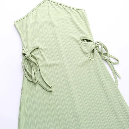Knitted Long Sleeve Slim Mini Fairycore Slash Neck Dress