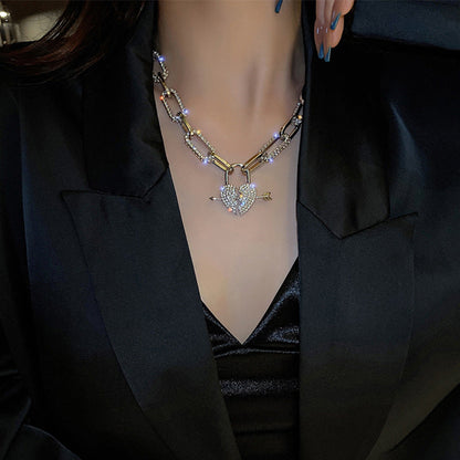 Metal Love Heart Cupid Pendants Female Clavicle Chain Light Luxury Niche Design Necklace