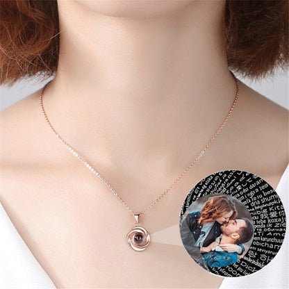 Rose Flower Photo Projection Necklace