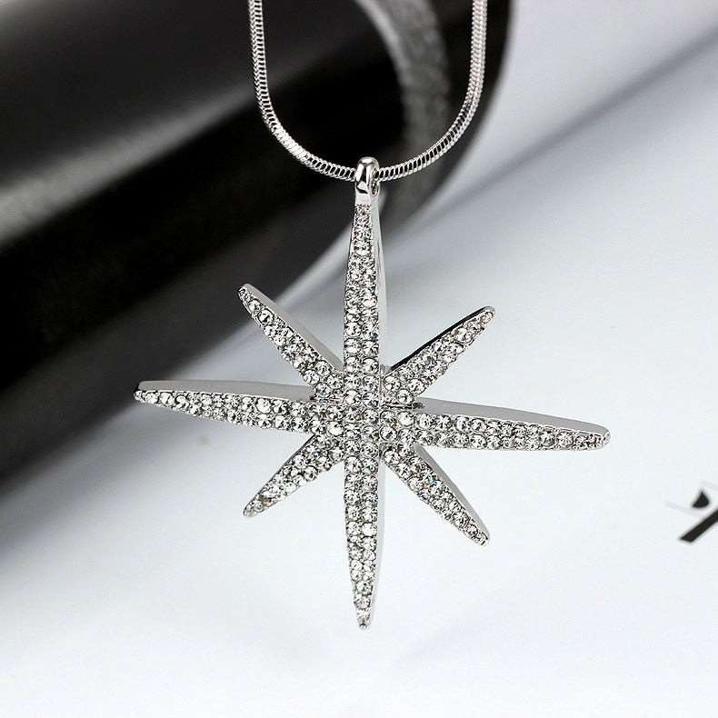 Collier Femme Long Gray Crystal Necklaces &amp; Pendants for Women Round Statement Necklace