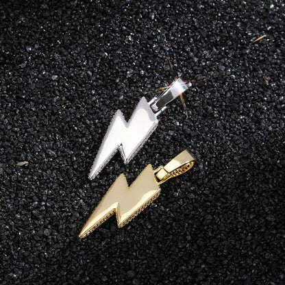 Iced Out Bling Lightning Pendants With Tennis Chain Copper Material Men&