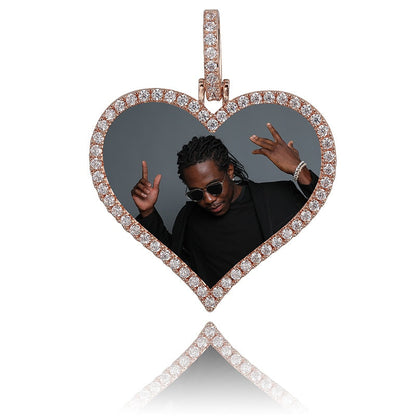 Custom Made Photo Heart Medallions Necklace &amp; Pendant Men&