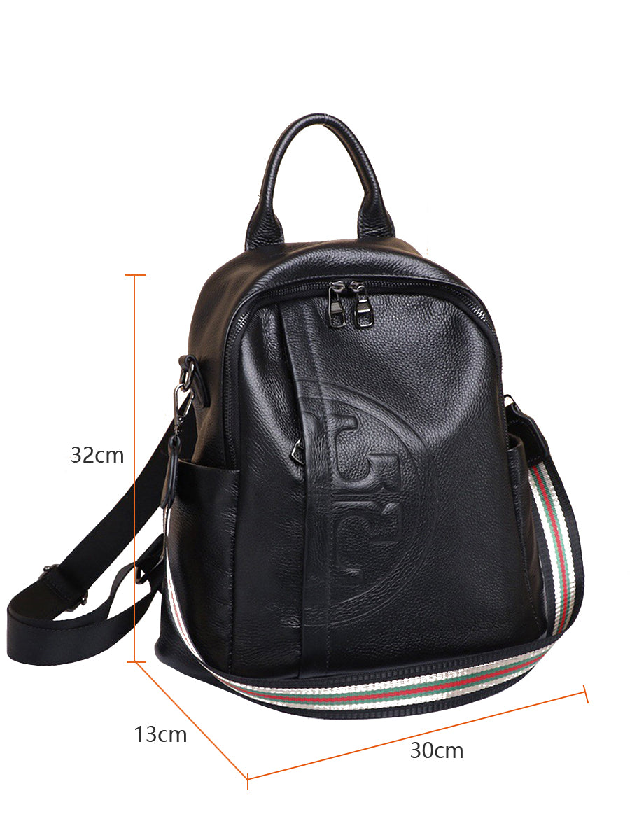 Genuine Real Cowhide Leather Backpack High Quality Women&
