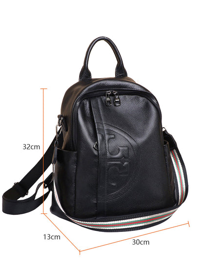 Genuine Real Cowhide Leather Backpack High Quality Women&