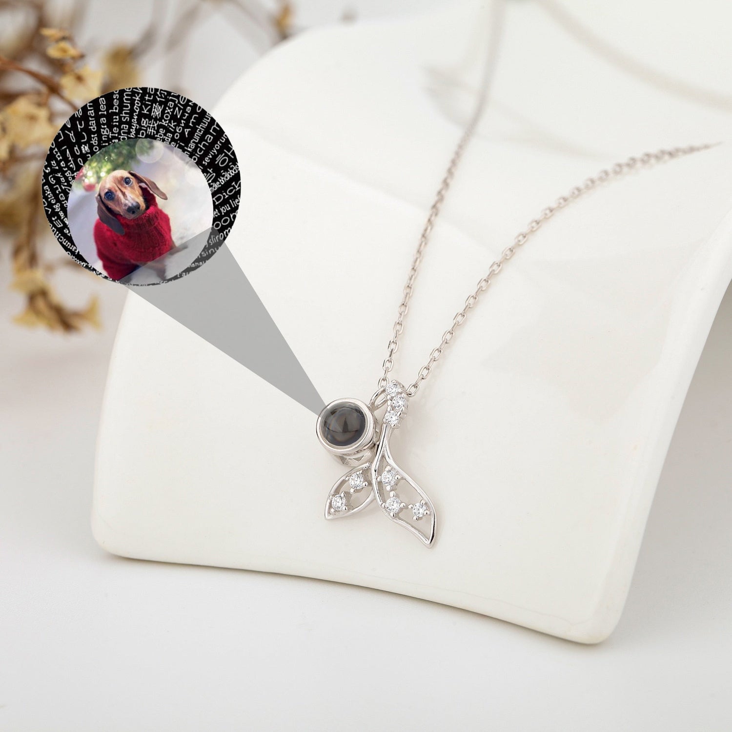 Customized 925 Silver photo Projection Necklace Couple Memory Gifts