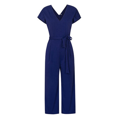 Summer 2022 Streetwear V-neck Jumpsuit Beach Elegant Party One Piece Black Rompers