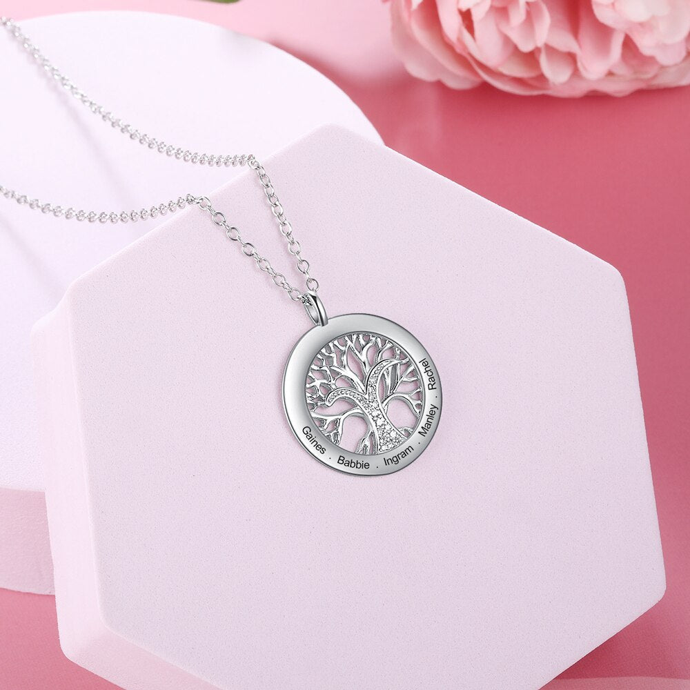 Tree Of Life Personalized Necklaces Family Jewelry Sliver Color Necklace&amp;Pendant