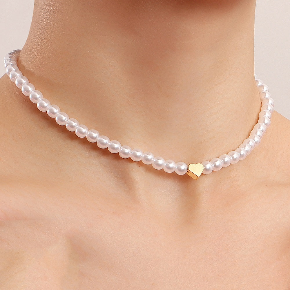 Trend Jewelry Wedding Big Pearl Necklace For Women Fashion White Imitation Pearl Choker