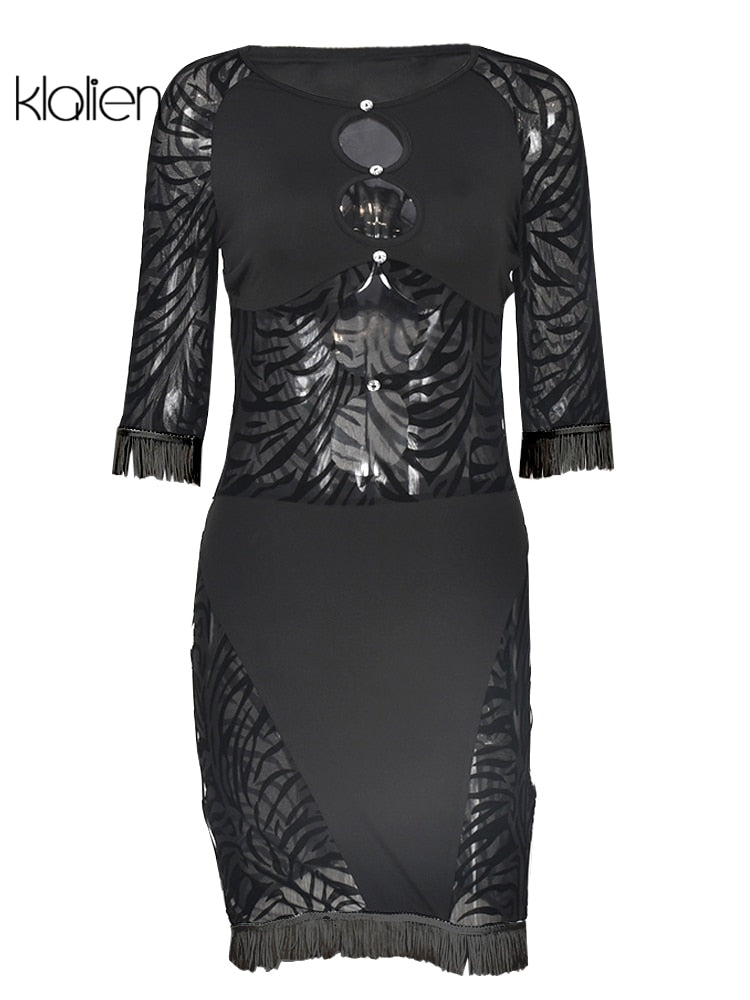 Cut Out Sexy Zebra Mesh Transparent Women&