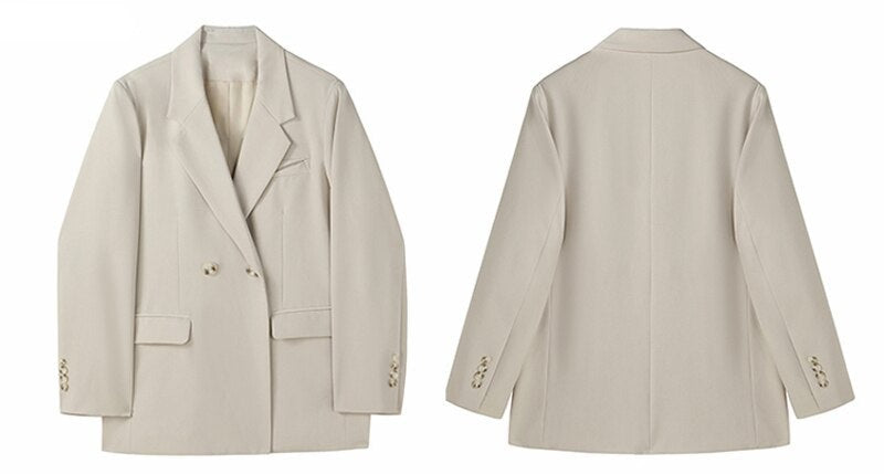 Oversized Women Jacket Loose Double Breasted Female Suit Coats Elegant