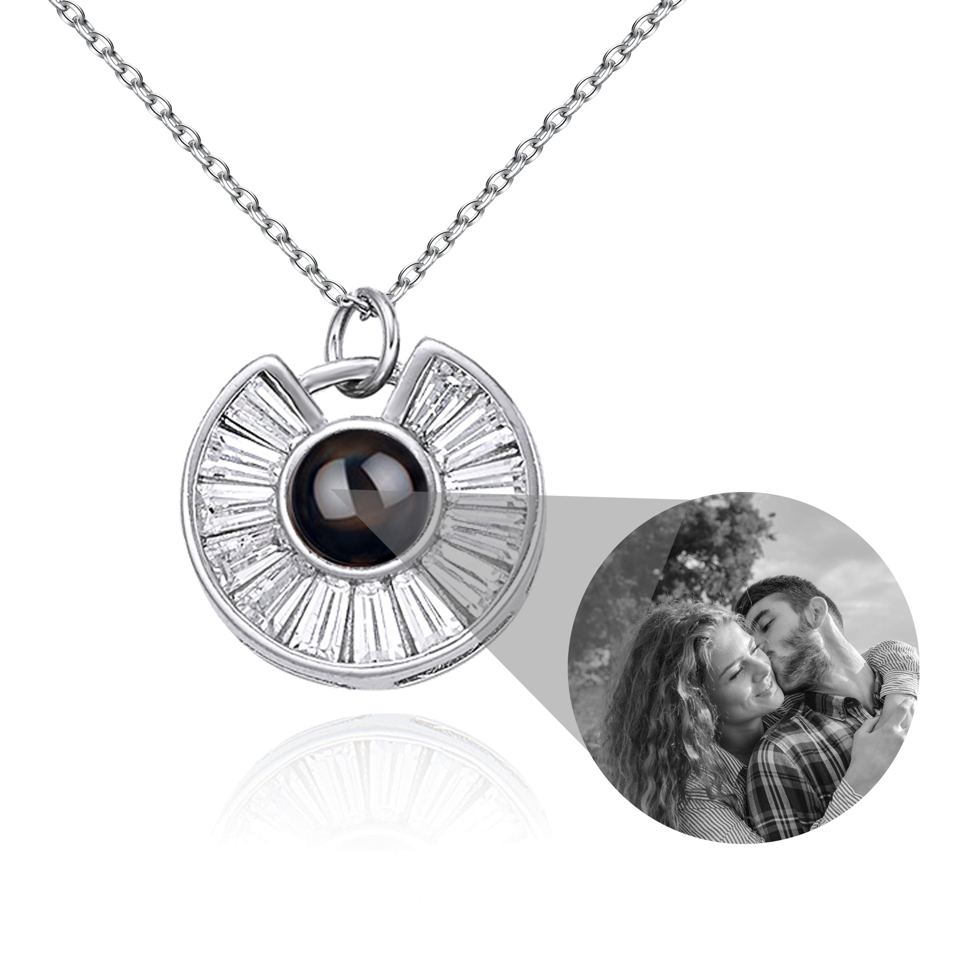 Custom Photo Necklace Flower Necklace Valentine&