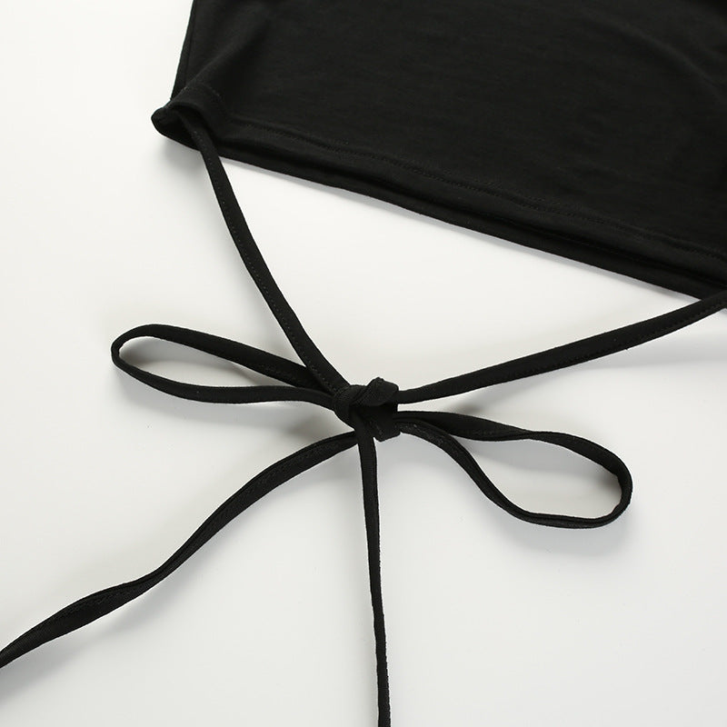 Summer Women Black Short T-Shirts Sexy Crop Tops Short Sleeve Bandage Tee Tops Female Shirts