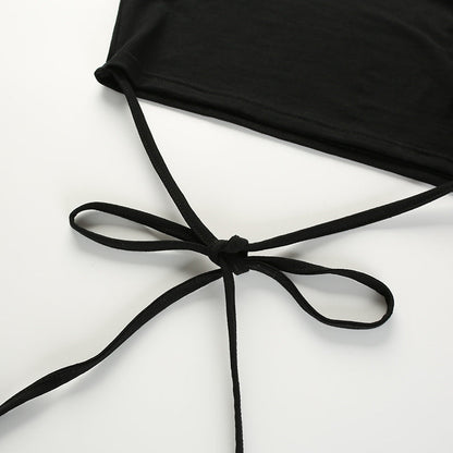 Summer Women Black Short T-Shirts Sexy Crop Tops Short Sleeve Bandage Tee Tops Female Shirts