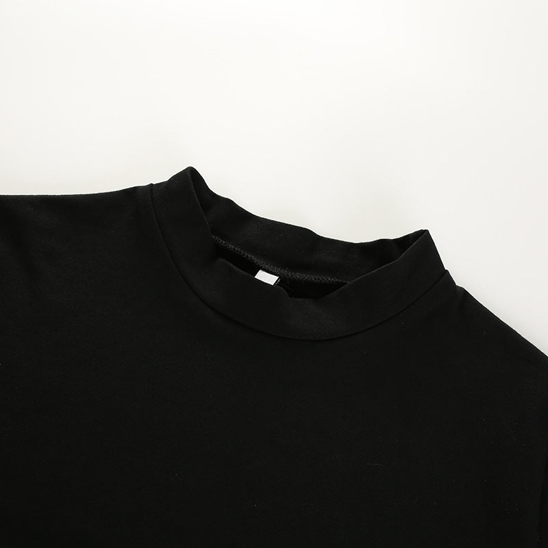Summer Women Black Short T-Shirts Sexy Crop Tops Short Sleeve Bandage Tee Tops Female Shirts