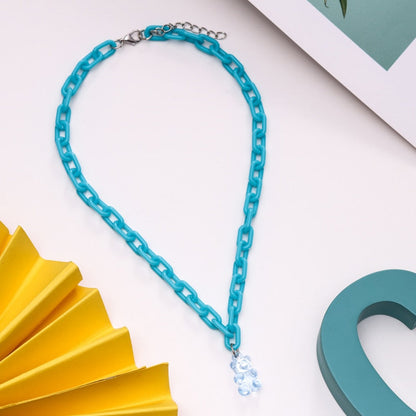 Candy Color Gummy Mini Bear Cartoon Necklace for Women Girls Birthday Jewelry Gifts