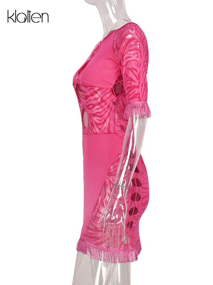 Cut Out Sexy Zebra Mesh Transparent Women&
