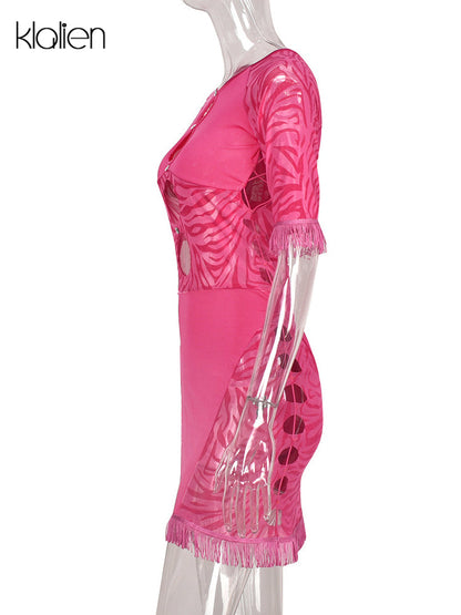 Cut Out Sexy Zebra Mesh Transparent Women&