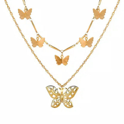 Multi Layer Lock Portrait Pendants Necklaces For Women Gold Metal Key Heart Necklace