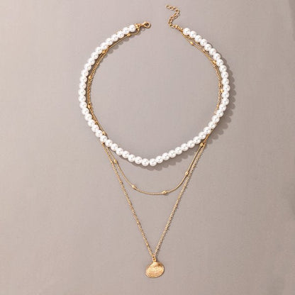 Big White Imitation Pearl Beads Choker Clavicle Chain Necklace For Women Wedding Jewelry