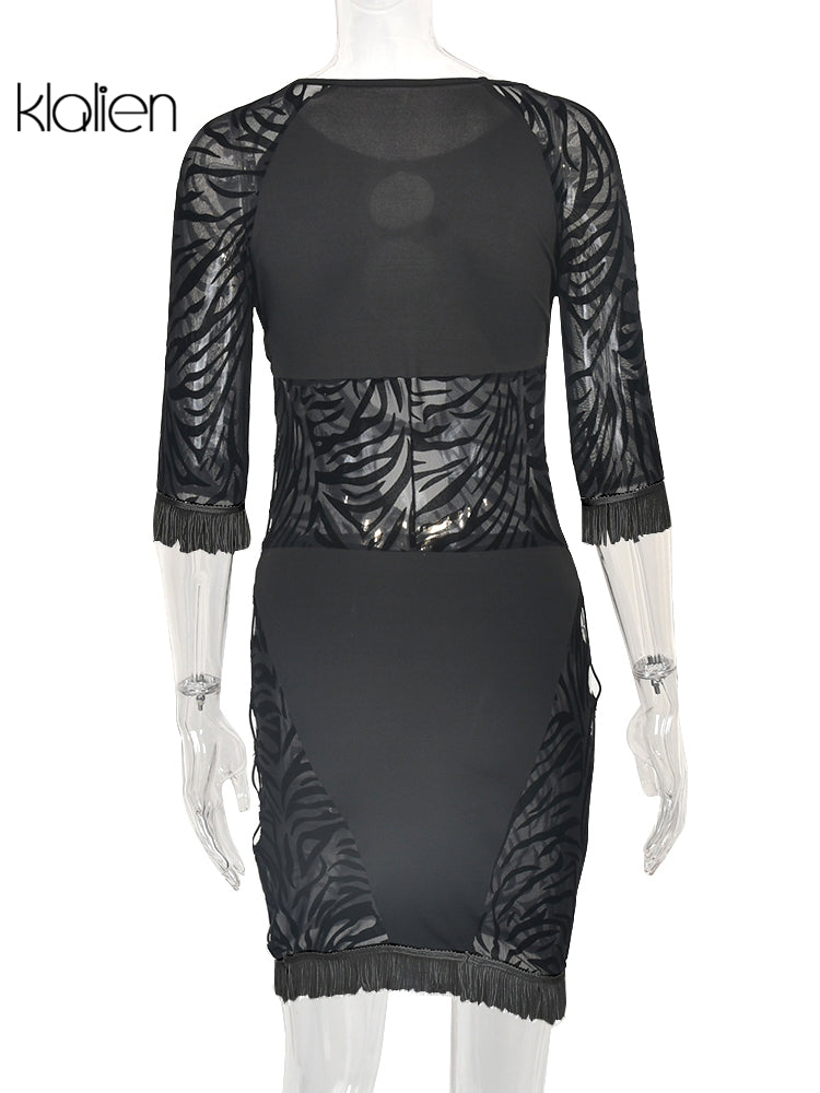 Cut Out Sexy Zebra Mesh Transparent Women&