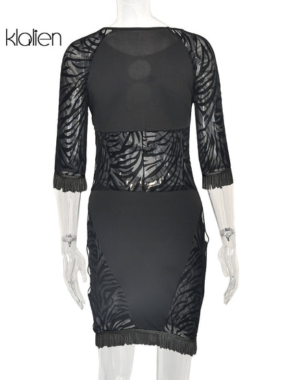 Cut Out Sexy Zebra Mesh Transparent Women&