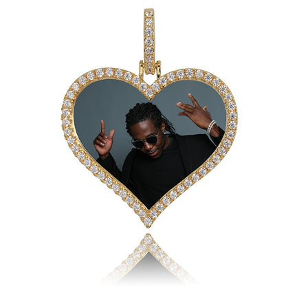 Custom Made Photo Heart Medallions Necklace &amp; Pendant Men&