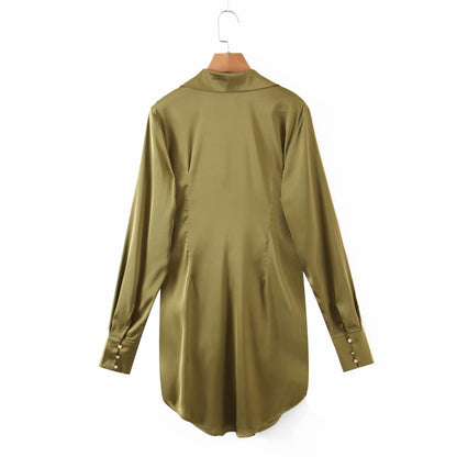 mini dress summer long sleeves women irregularity pleated vocation style loose white shirtdress