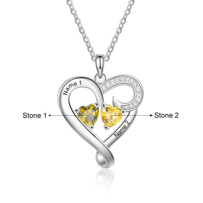 Customized Couple Engraved Necklace Personalized Heart Name Necklace