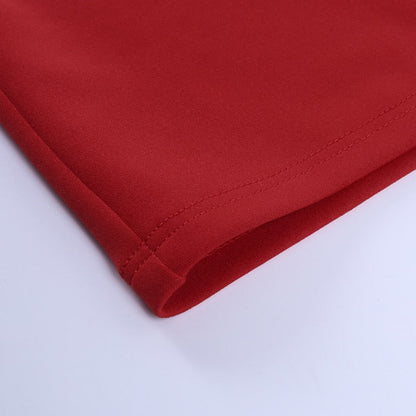 Slim V Neck Long Sleeve Mid Calf Pencil Dress 2022 Casual Office Lady Solid Red Puff Sleeve
