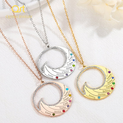 Personalized Name Necklace Pendant For Women Birthstone Crystal Necklaces Wave