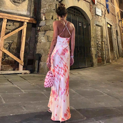 neon satin lace up 2022 summer women bodycon long midi dress sleeveless backless elegant party