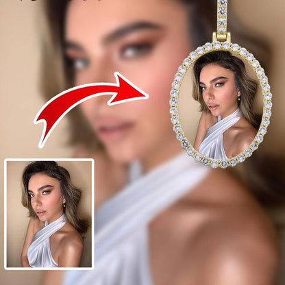 Custom Photo Pendant Oval Medal Pendant Ice Zircon Pendant Necklace Fashion Hip Hop Jewelry