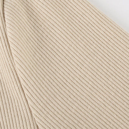 Square Neck Ribbed Black Dress Female Knitted Side Split Bodycon Dress Long Sleeve Mini Dresses