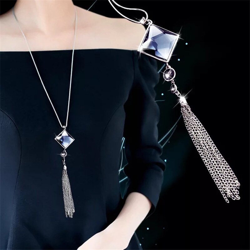 Long Necklaces&amp; Pendants for Women Collier Femme Geometric Fashion Crystal Jewelry