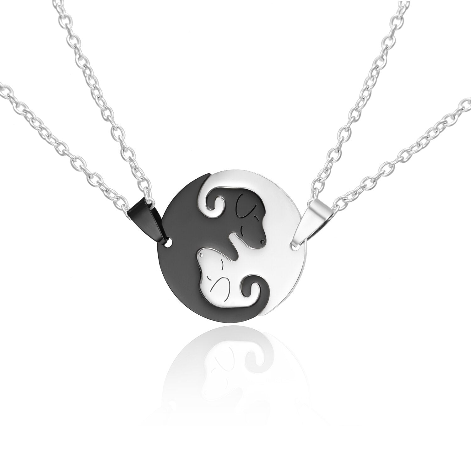 Black White Couple dog Necklace Animal Puppy Pendant Choker Necklaces Lover Valentine&
