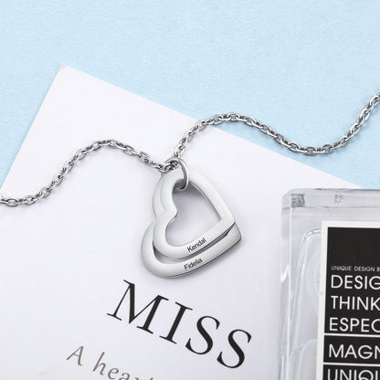 Personalized Family Necklace with 2-4 Names Heart Engraved Necklace