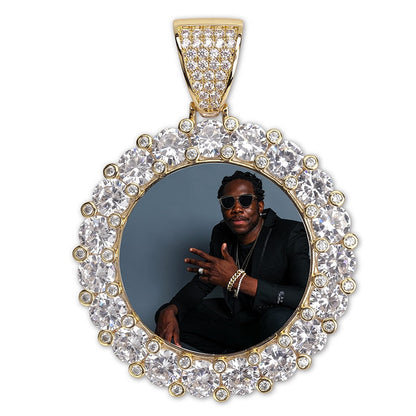 Custom Photo Memory Medallions Necklace With Tennis Chain With Cubic Zircon Chains